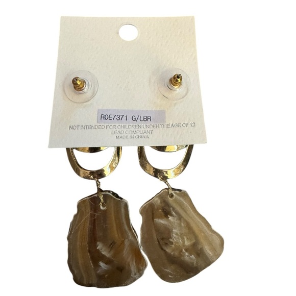 Mia Home Collection Gold and Brown Earrings Retro Y2K 90s - Picture 2 of 2